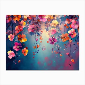 Elegant Colorful With Vibrant Flower Hanging Branches 2 Canvas Print