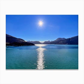 Lake With Mountains In The Background (Greenland Series) Canvas Print