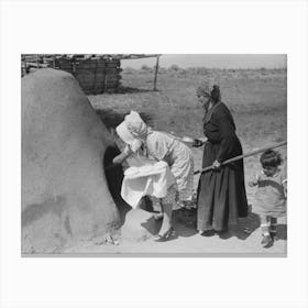 Untitled Photo, Possibly Related To Spanish American Woman Putting Loaf Of Bread Into Oven, Taos County, New Canvas Print