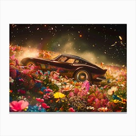 Car In A Field Of Flowers Canvas Print