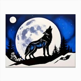 Howling Wolf Painting Canvas Print