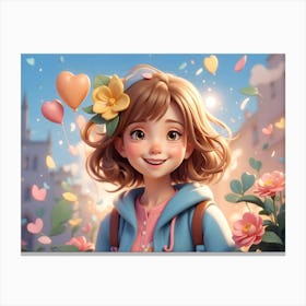 Girl With Balloons Canvas Print