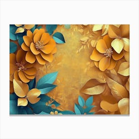 Gold And Blue Flowers 1 Canvas Print