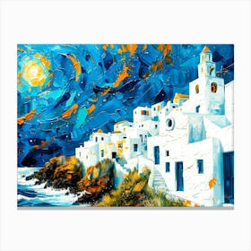 Seaside Hotel - Aegean Night Canvas Print