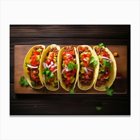 Tacos On A Wooden Board 9 Canvas Print