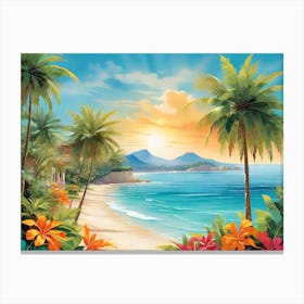 Tropical Beach Vacation Canvas Print