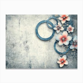 3d Circles and Flowers on Grunge Canvas Print