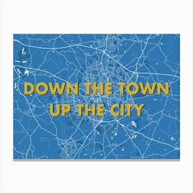 Down The Town Up The City Coventry Blue Map Canvas Print