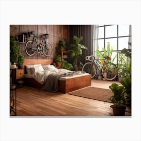 Bedroom With Bicycles Canvas Print
