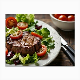 Steak On A Plate 1 Canvas Print