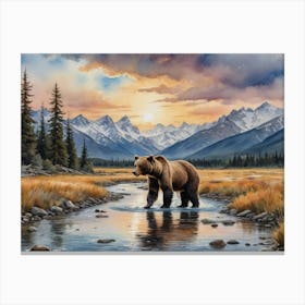 Beneath the Prairie Sun Grizzly Bear Canvas Print