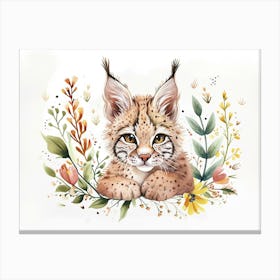 Little Floral Bobcat 4 Canvas Print