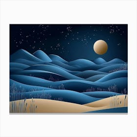 Abstract Sand Dunes Landscape With Moon At Night 5 Leinwandbilder