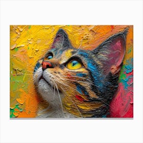 Whiskered Masterpieces: A Feline Tribute to Art History: Colorful Cat Painting Canvas Print