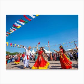 Cultural Heritage Festival Showcasing Diverse Traditional Attire Each Individual Adorned In Vibrant 2 1 Canvas Print