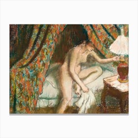 Naked Woman In Bed Retiring, Edgar Degas Canvas Print