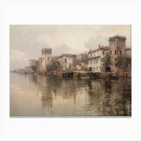 Coastal European Village Painting Canvas Print