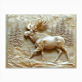 3d Moose Art Background Golden Artwork Canvas Print