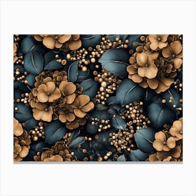 Floral Seamless Pattern with Vintage Hydrangea Flowers Leaves Canvas Print