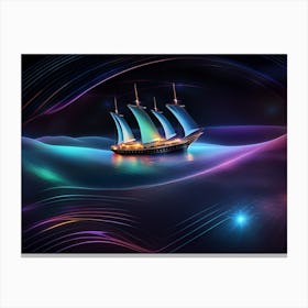 Ship In The Sea 3 Canvas Print