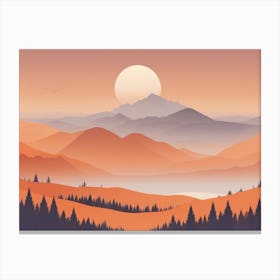Misty mountains horizontal background in orange tone 64 Canvas Print