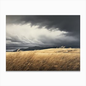 Vintage Wheat Field Painting Canvas Print