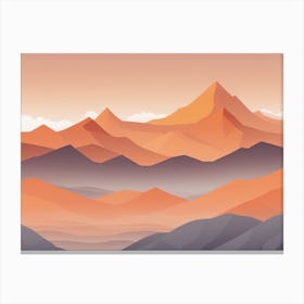Misty mountains horizontal background in orange tone 138 Canvas Print