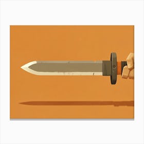 Hand Holding A Cartoon Sword Canvas Print