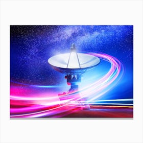 VLA Radio Telescope: Neon light — space poster, space art, photo poster, NASA poster, neon poster, synthwave poster Canvas Print