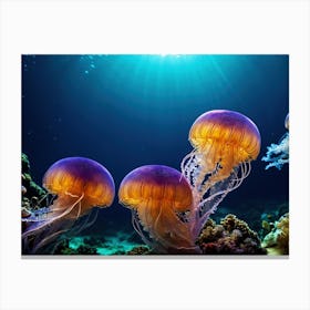 Jellyfish In The Ocean 2 Canvas Print