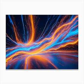 Abstract Image Of Blue And Orange Lines, Streaks, And Sparks, Creating A Dynamic And Energetic Composition Canvas Print