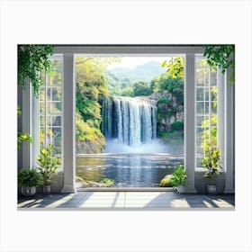 Waterfall From The Window Canvas Print