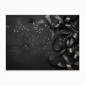 Gold Ribbons On Black Background 1 Canvas Print