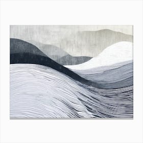 'Waves', Wavy Wave, black and white design with attracting art , wall art , tails design Generate An Abstract Design With Soft Curved Lines In Neutral Tones Emphasizing Simplicity Canvas Print