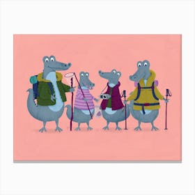 Alligators Ramblers Walking Animal Families Canvas Print