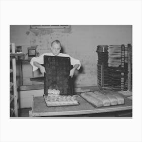 Removing Rolls From Tray At Bakery, San Angelo, Texas By Russell Lee Canvas Print