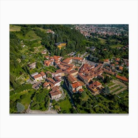 Aerial photography Of A Village Vercurago, Italia Canvas Print