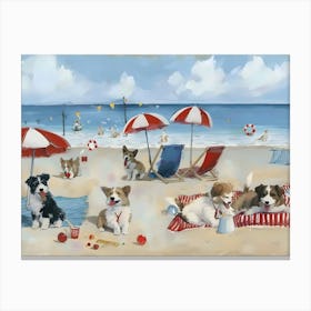 Dogs On The Beach Canvas Print