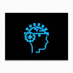 An Abstract Vector Icon Of A Silhouette Head Filled With An Intricate Brain Resembling A Gear Mecha (7) Canvas Print