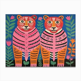 Bengal Tiger 1 Folk Style Animal Illustration Canvas Print