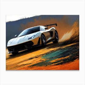 Car Driving On A Dirt Road Canvas Print