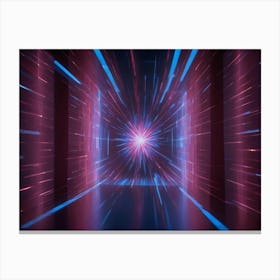 Abstract Digital Art Featuring A Bright, Glowing, And Futuristic Tunnel 1 Canvas Print