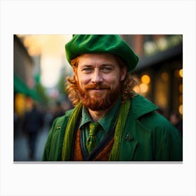 St. Patrick's Day, man in green costume, Leprechaun 1 Canvas Print