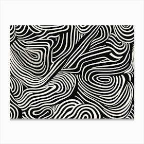 Retro Inspired Linocut Abstract Shapes Black And White Colors art, 200 Canvas Print