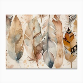 Watercolor Painting Feathers Boho Canvas Print