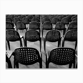 Black And White Image Of Empty Chairs 2 Canvas Print