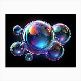 Multicolored Bubbles On Black Background Canvas Print