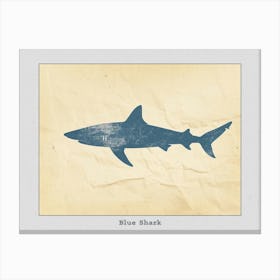 Blue Shark Grey Silhouette 2 Poster Canvas Print
