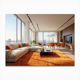 An Elegant Living Room In The Heart Of Autumn Brimming With Fine Furniture A Comfortably Plush Sof (5) Canvas Print