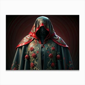 Mysterious Figure In A Red And Gold Embroidered Cloak Canvas Print